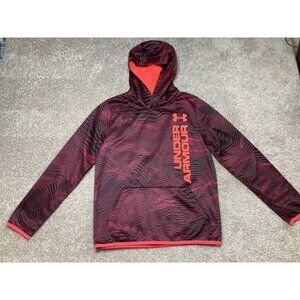 Under Armour Youth Large Loose Fit ColdGear Red & Black Hoodie With Kangaroo Poc